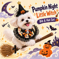 Cute Halloween Witch Dog Costume, Bib and Hat Set
